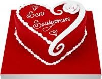  Ankara Pastane hediye Pasta yolla  Seni seviyorum yazili kalp yas pasta